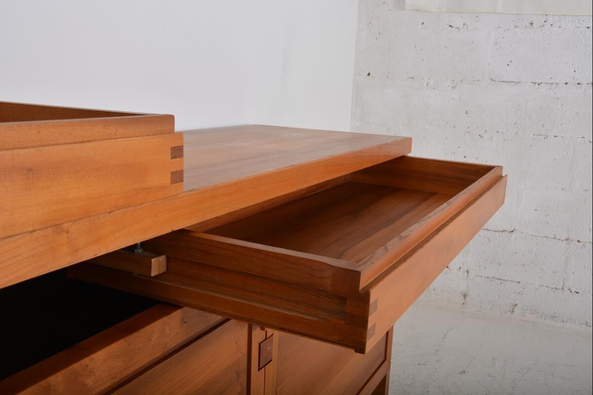 Vintage solid elm sideboard by Pierre Chapo, model R08