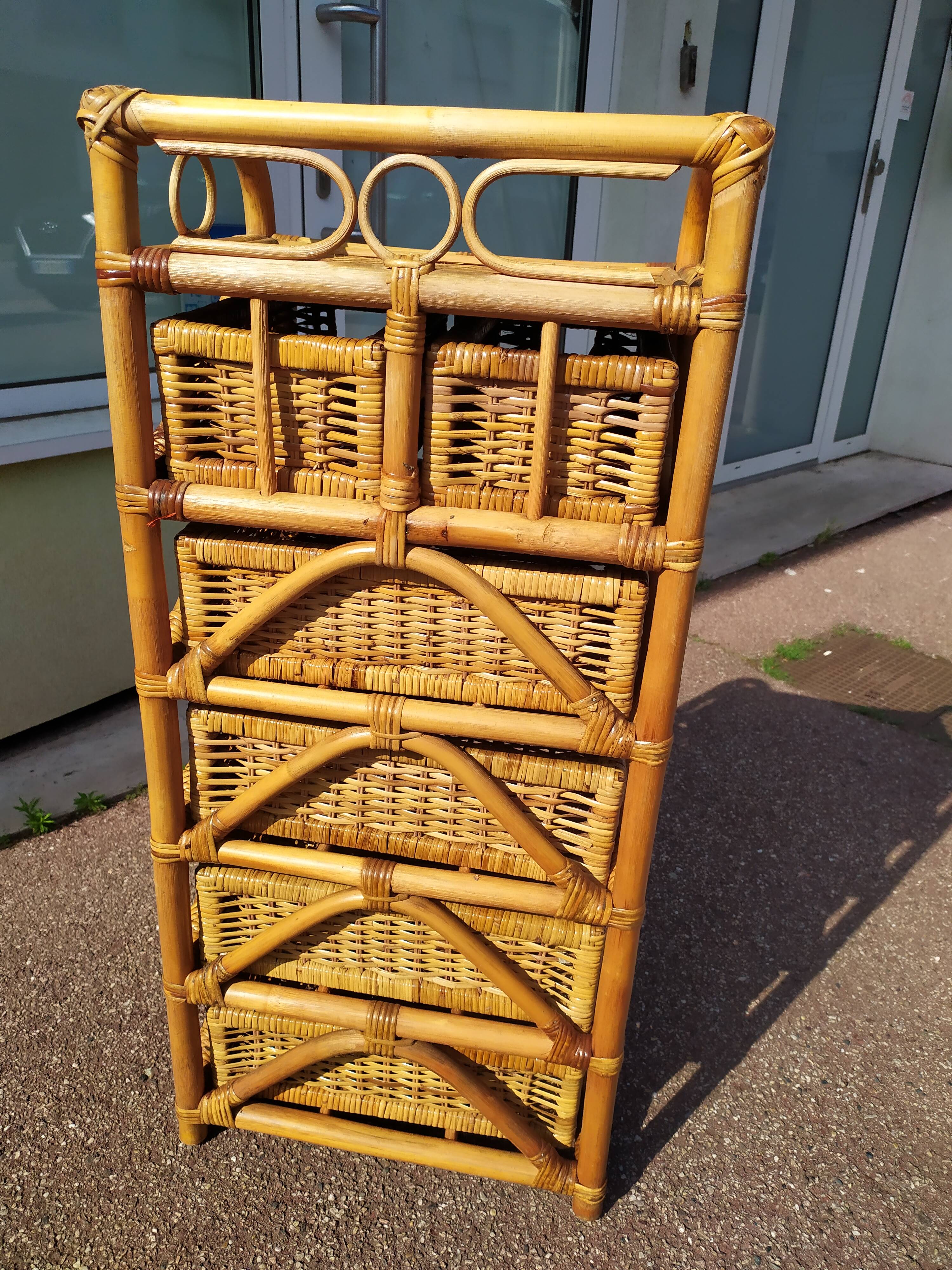 Chest of Drawers 6 Rattan Drawer - Vintage