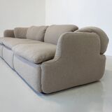 Confidential Seating Set by Alberto Rosselli for Saporiti, Beige Boucle Fabric, Italy, 1970s