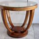 Modernist round pedestal table with glass top Ø75
