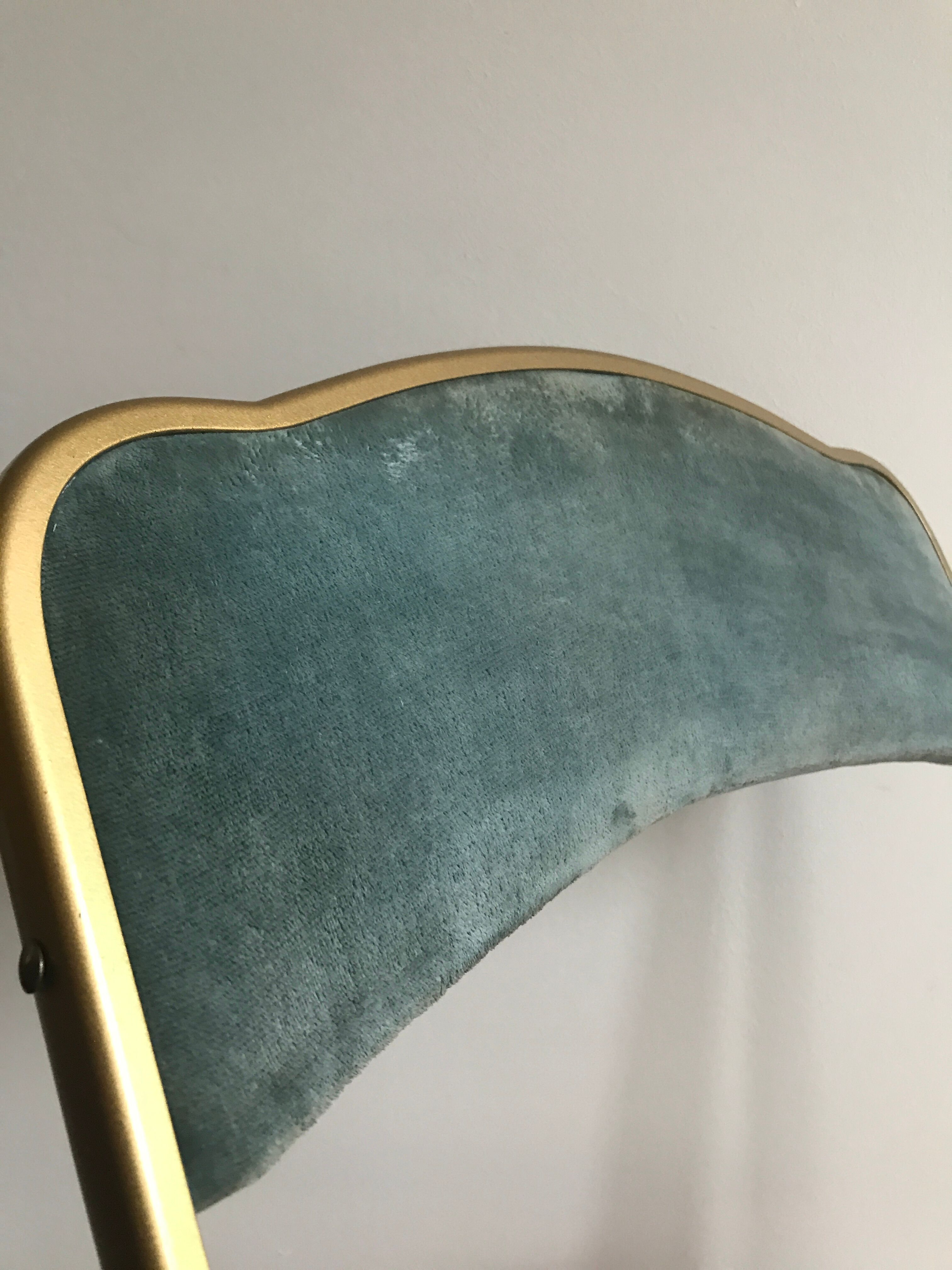 Vintage chaisor folding chair golden frame and blue velvet