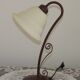 Vintage French Brown Metal Goose Neck Lamp With Textured Glass Shade
