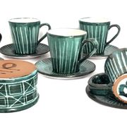 Tasses à café avec soucoupes et sucrier Robert Picault Vallauris 1950/60