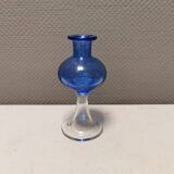 Vase with trumpet-shaped foot, in translucent and blue glass, model Lagune, 1974.