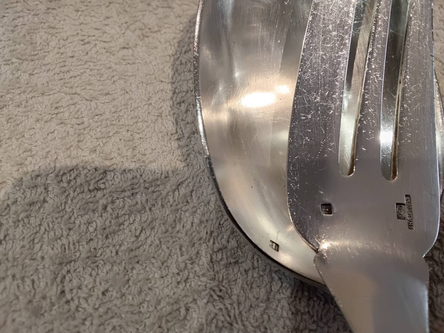 Silver-plated metal stew fork and spoon by Christofle Villeroy