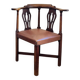 19th century corner armchair in solid pegged oak and imitation leather