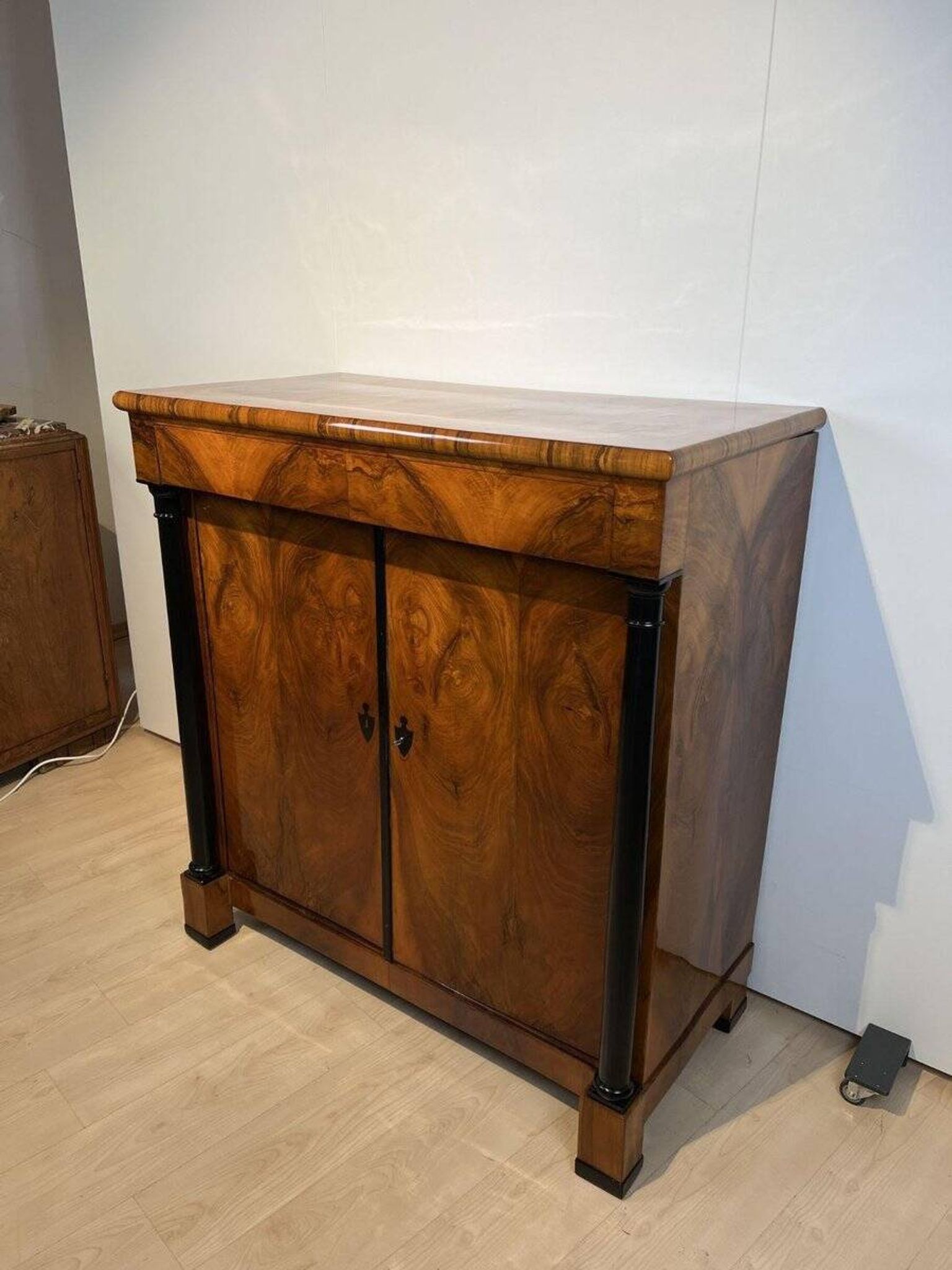 Large Biedermeier Half-Cabinet in Ebonized Walnut, South Germany, 1820