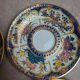 Set of 4 hand-painted saucers from Thailand – Polychrome floral decoration and gilding.