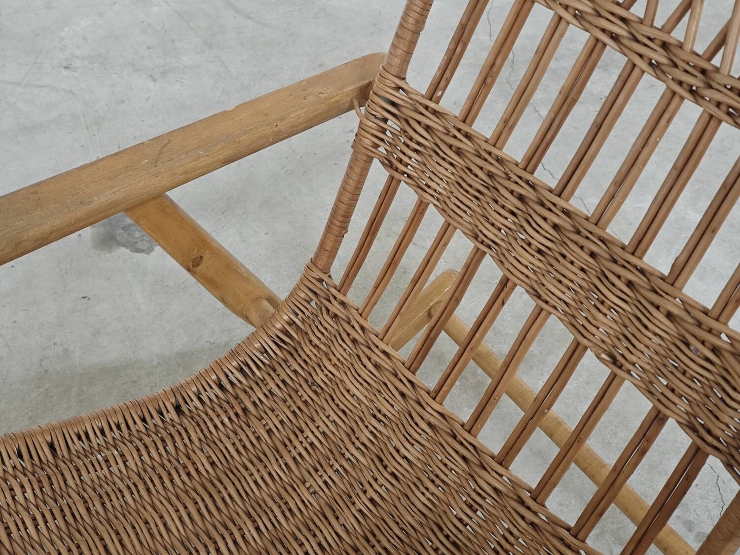 Rocking chair made of wood and wicker by ULUV from Czechoslovakia 1970