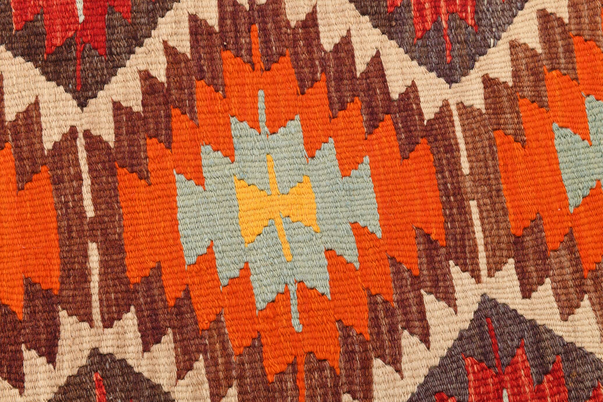 6x10 Soft Red and Orange Turkish Kilim Rug