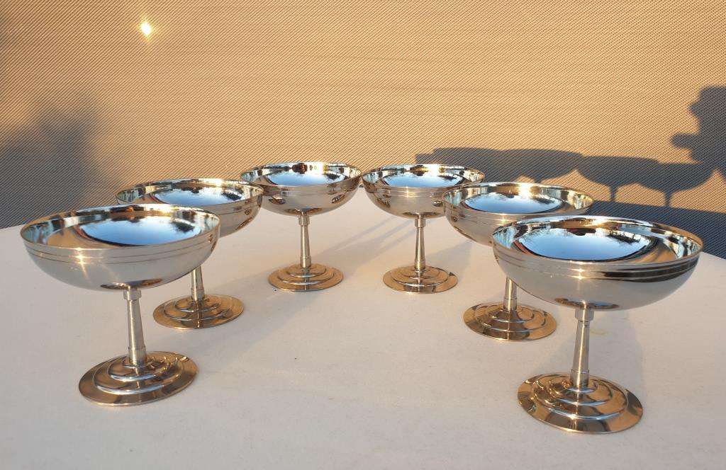 Set 6 coupes inox Létang & Rémy vintage 1960