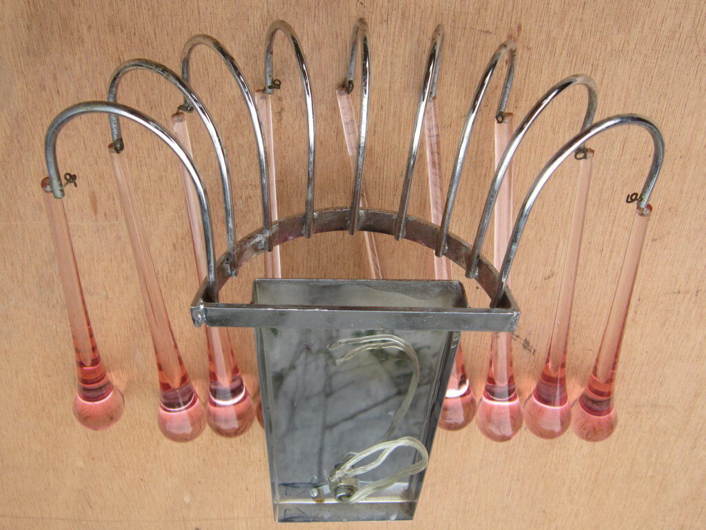 Pair of wall lamps spider drops pink Murano