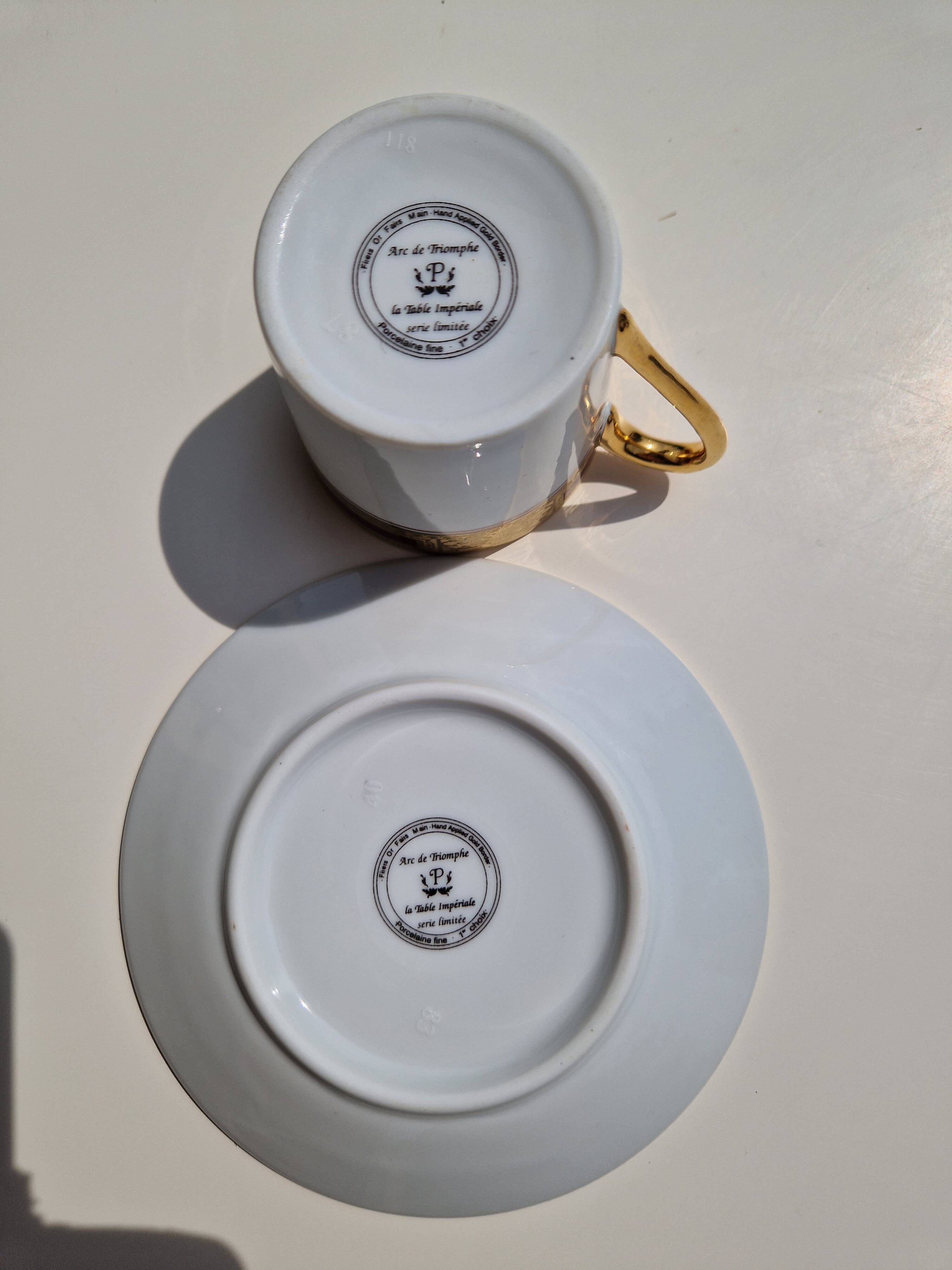 Fine porcelain coffee service, Arc de Triomphe model, La Table Impériale.