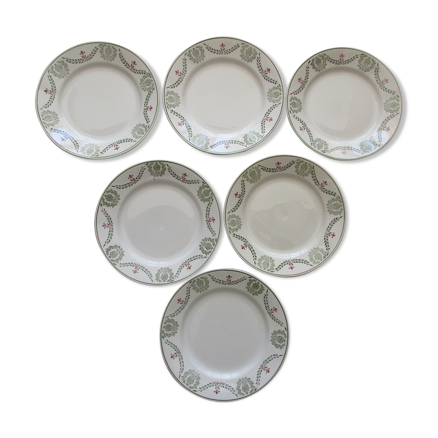 6 plates a decor floral and garland faiencerie de luneville
