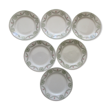 6 plates a decor floral and garland faiencerie de luneville