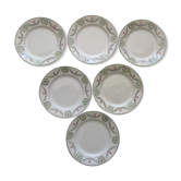 Set de 6 assiettes a decor floral et guirlande faiencerie de luneville
