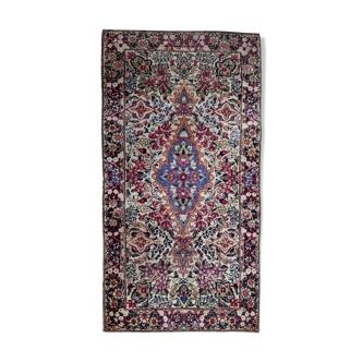 Ancient persian carpet kerman handmade 67cm x 125cm 1910s, 1b705