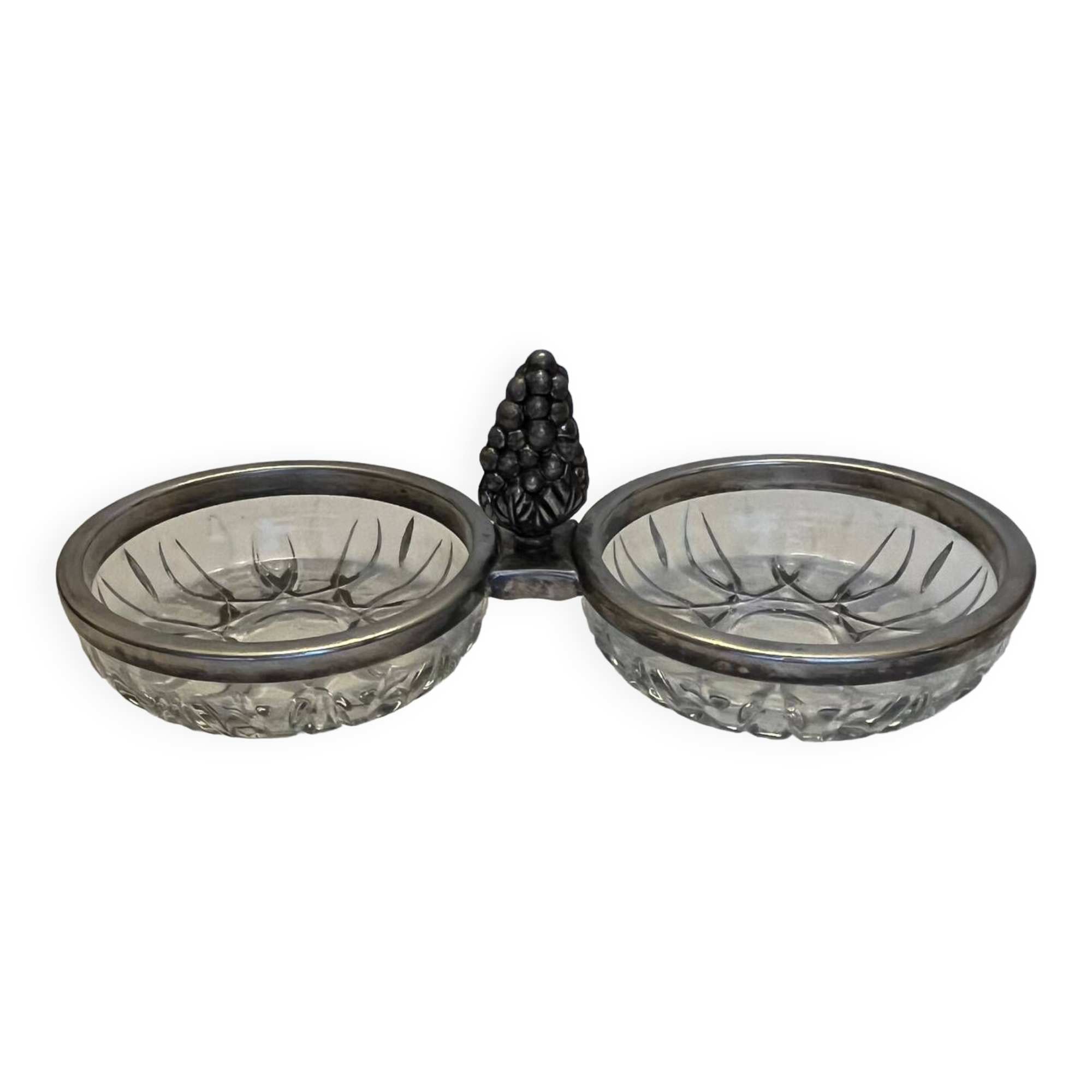 Glass server and silver metal frame