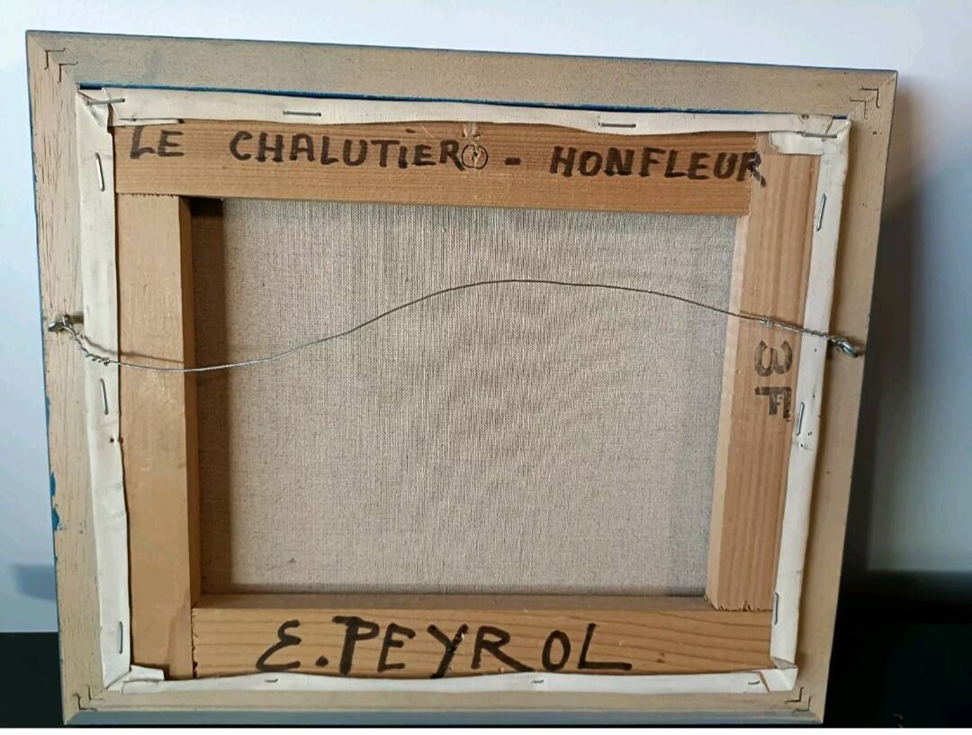 Éric Peyrol oil on canvas The Trawler in Honfleur