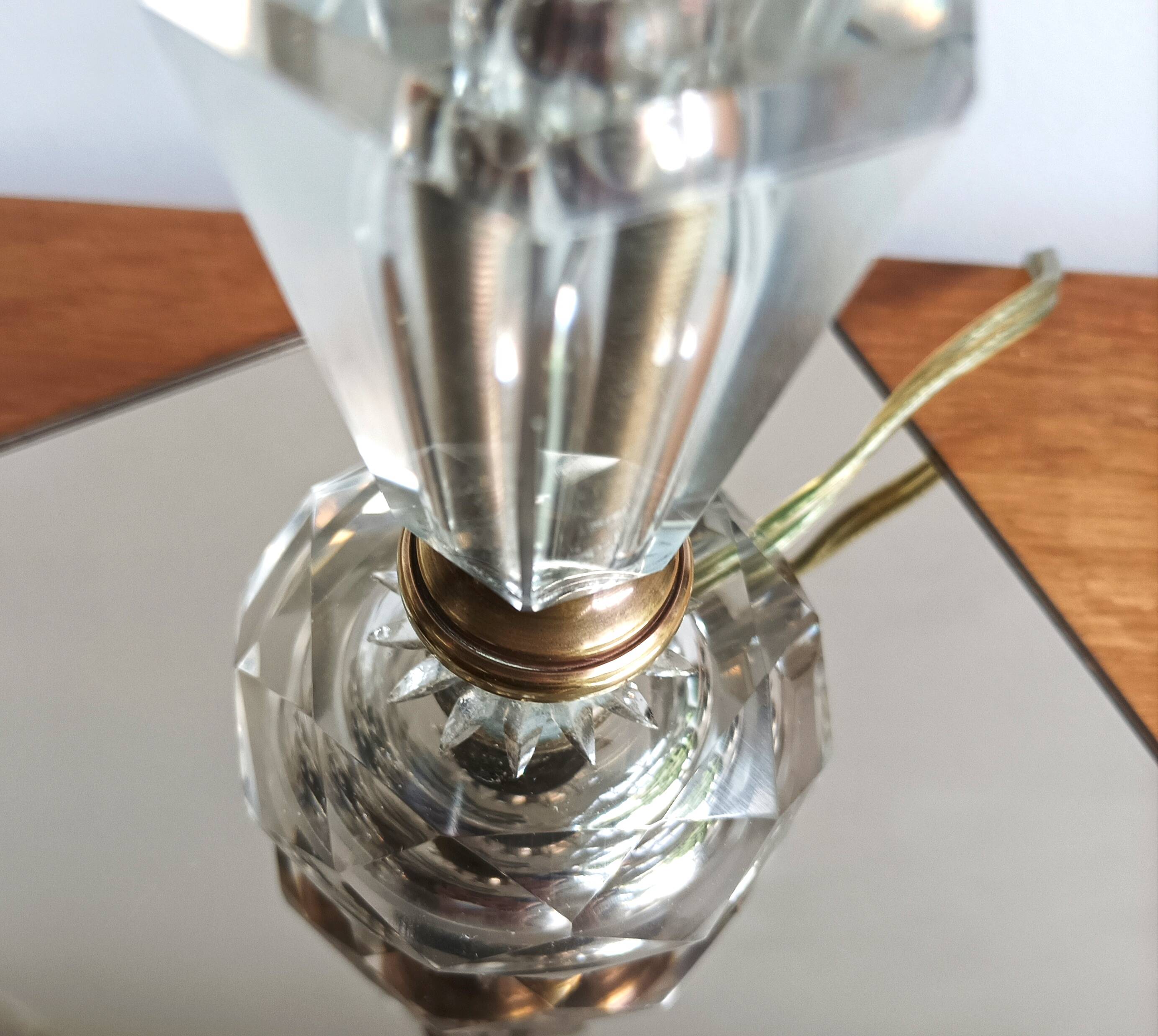 Crystal and brass lamp base