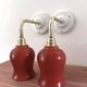 Pair of ceramic and glass wall sconces