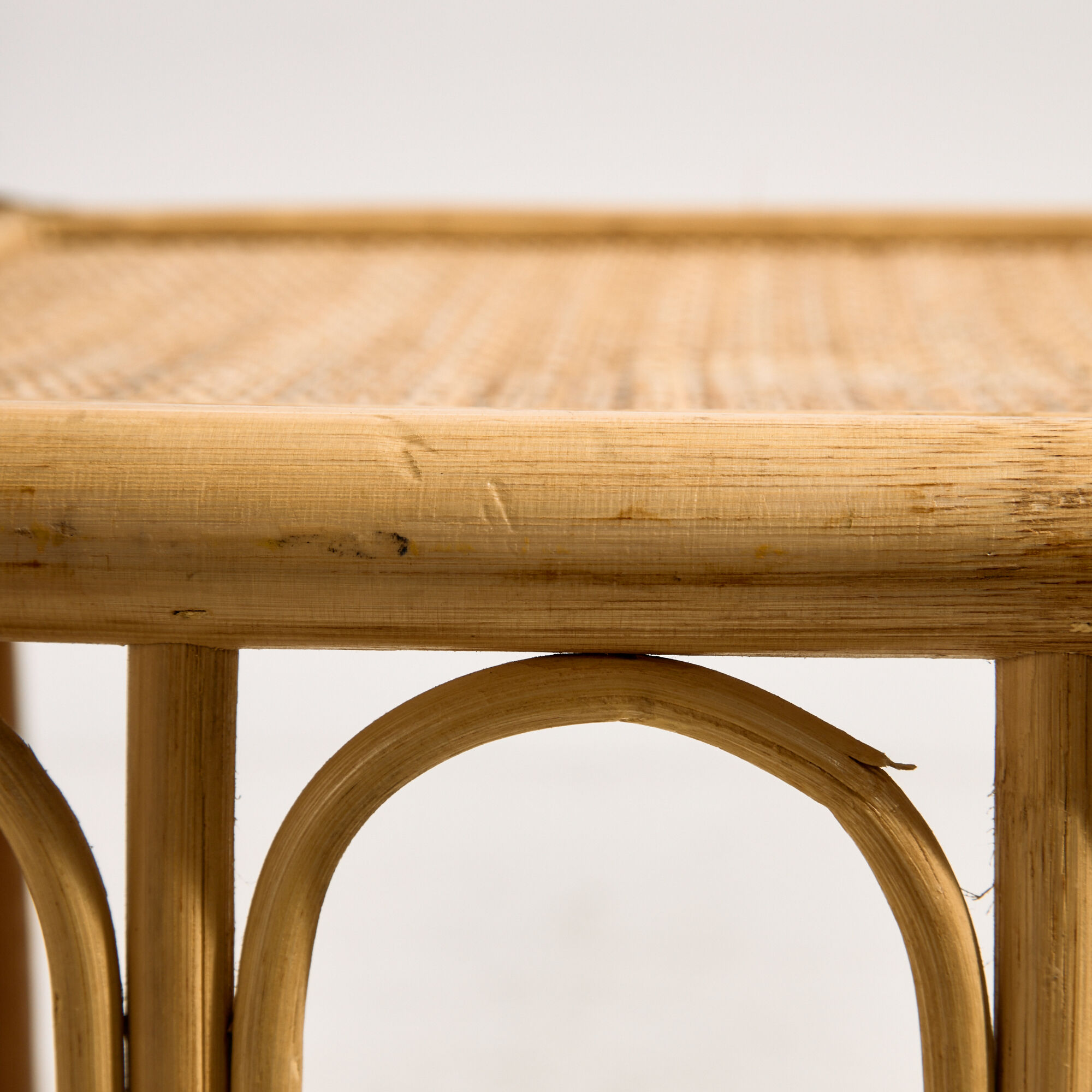 Nest of bamboo and rattan tables, set of 3.