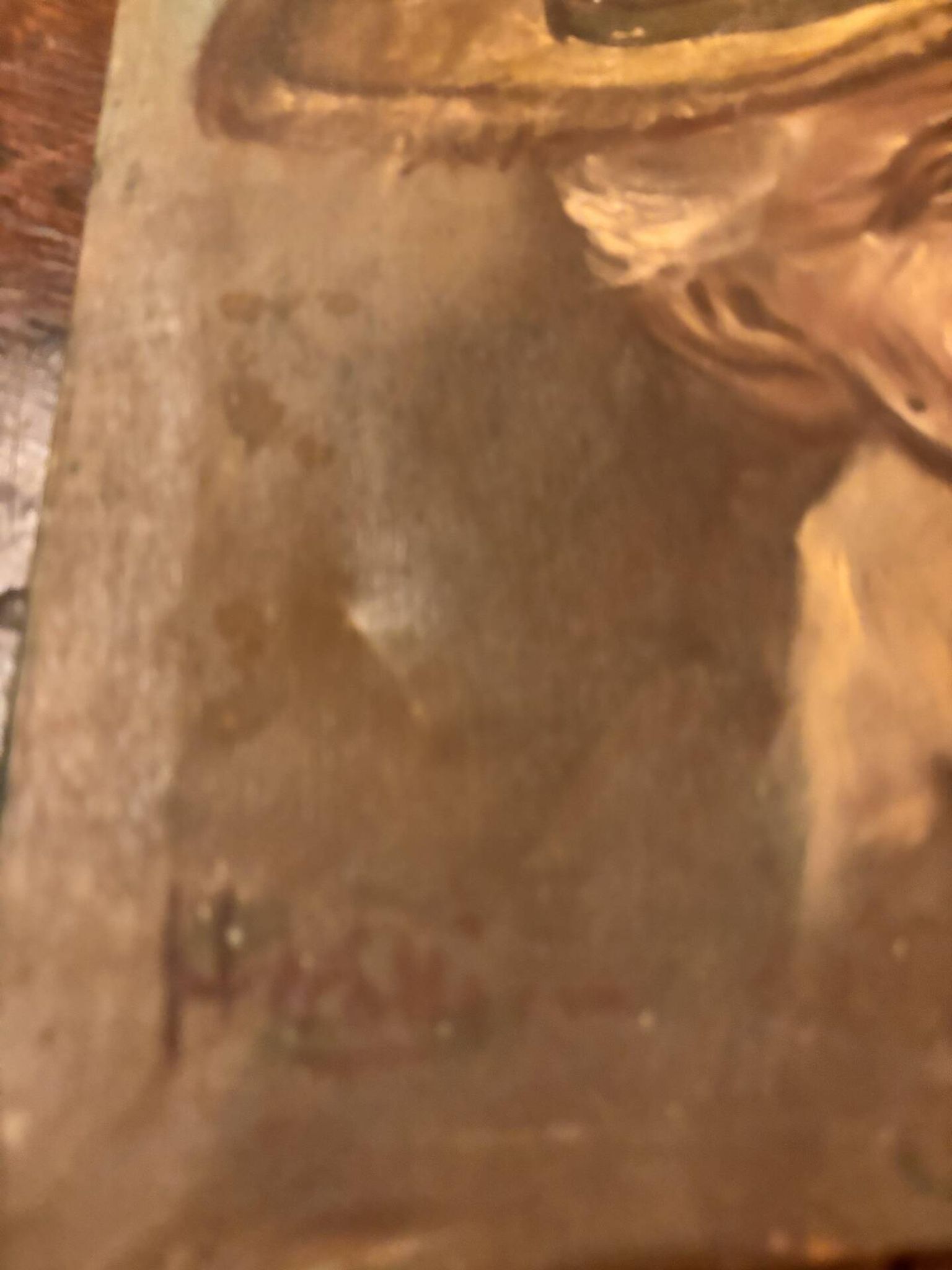 Old Table Oil on Canvas: Portrait of a Man in a Hat