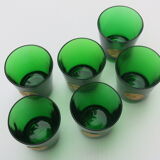 6 water glasses of green colors in very good