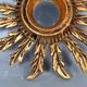 Small vintage golden wood sun mirror 50s 25x3.5 cm Good condition B537