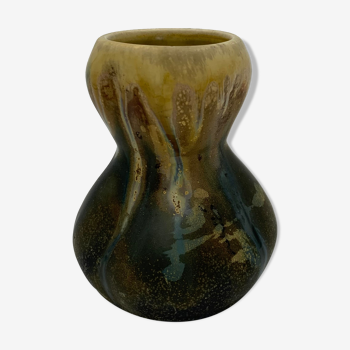 Vase ancien Art Nouveau en grès flammé, signé Gilbert METENIER - Années 1910