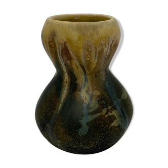 Vase ancien Art Nouveau en grès flammé, signé Gilbert METENIER - Années 1910