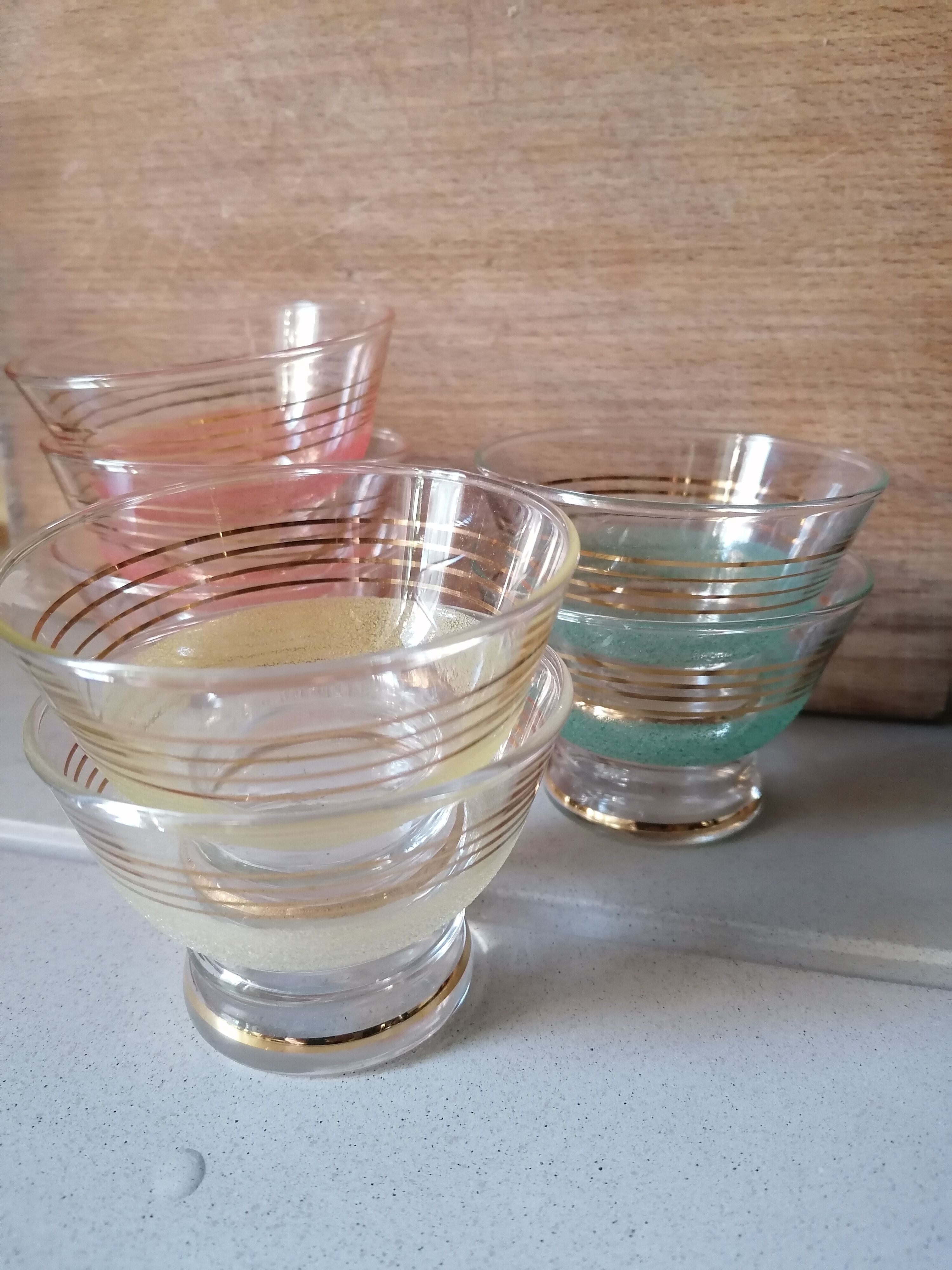 Set of 7 granite glass cups