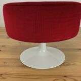 70's tulip and red velvet space age stool