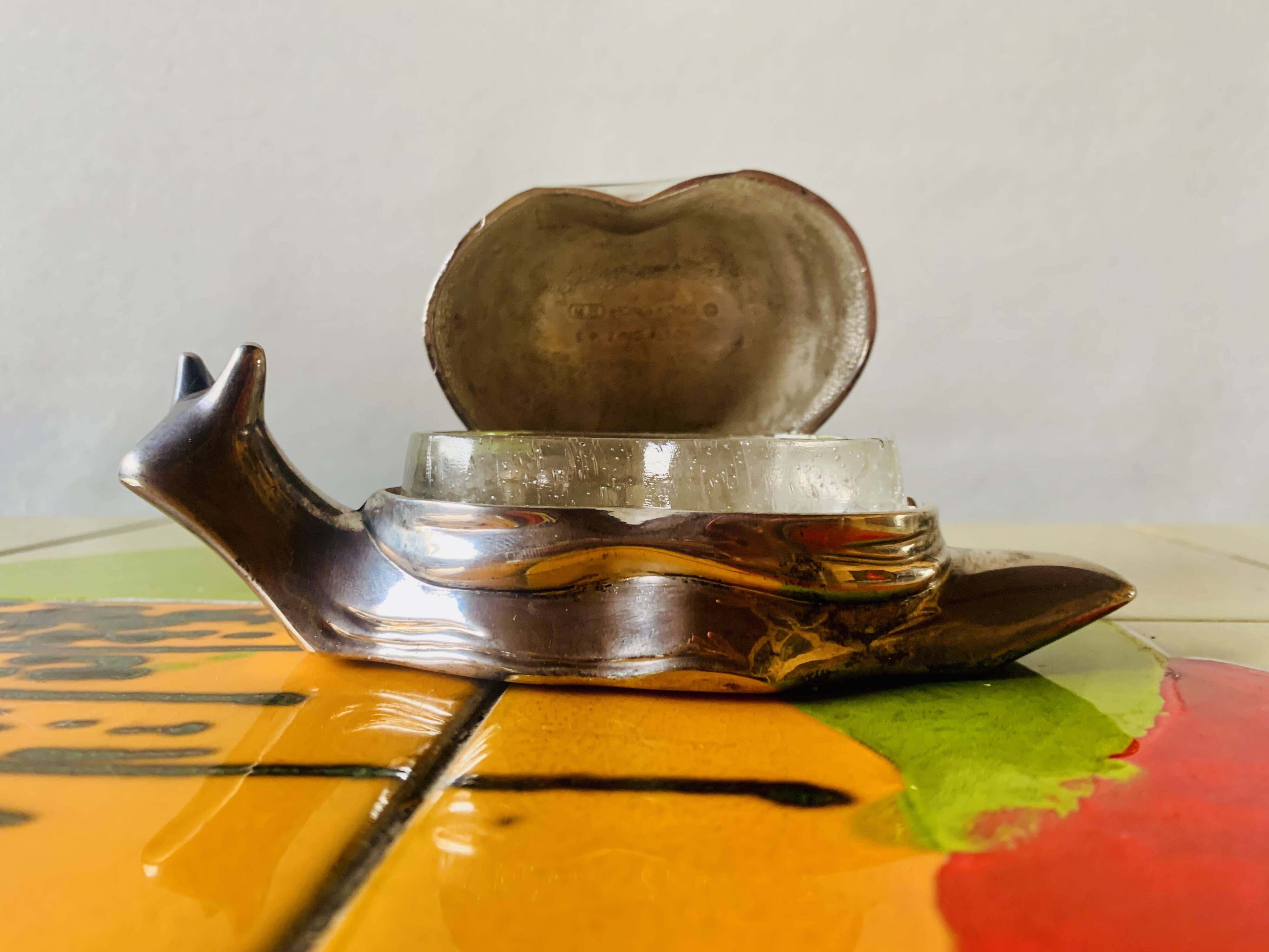 Vintage snail-shaped butter dish - zinc and silver metal - EP Zinc Alloy