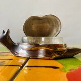 Vintage snail-shaped butter dish - zinc and silver metal - EP Zinc Alloy