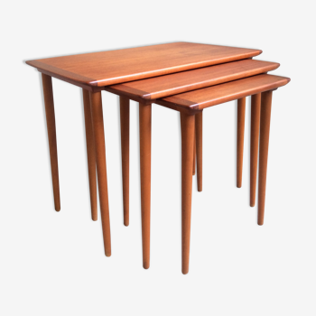 Tables gigognes vintage en teck, design scandinave