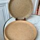 Set of 4 flat plates in speckled matt stoneware made in France 60s-70s
