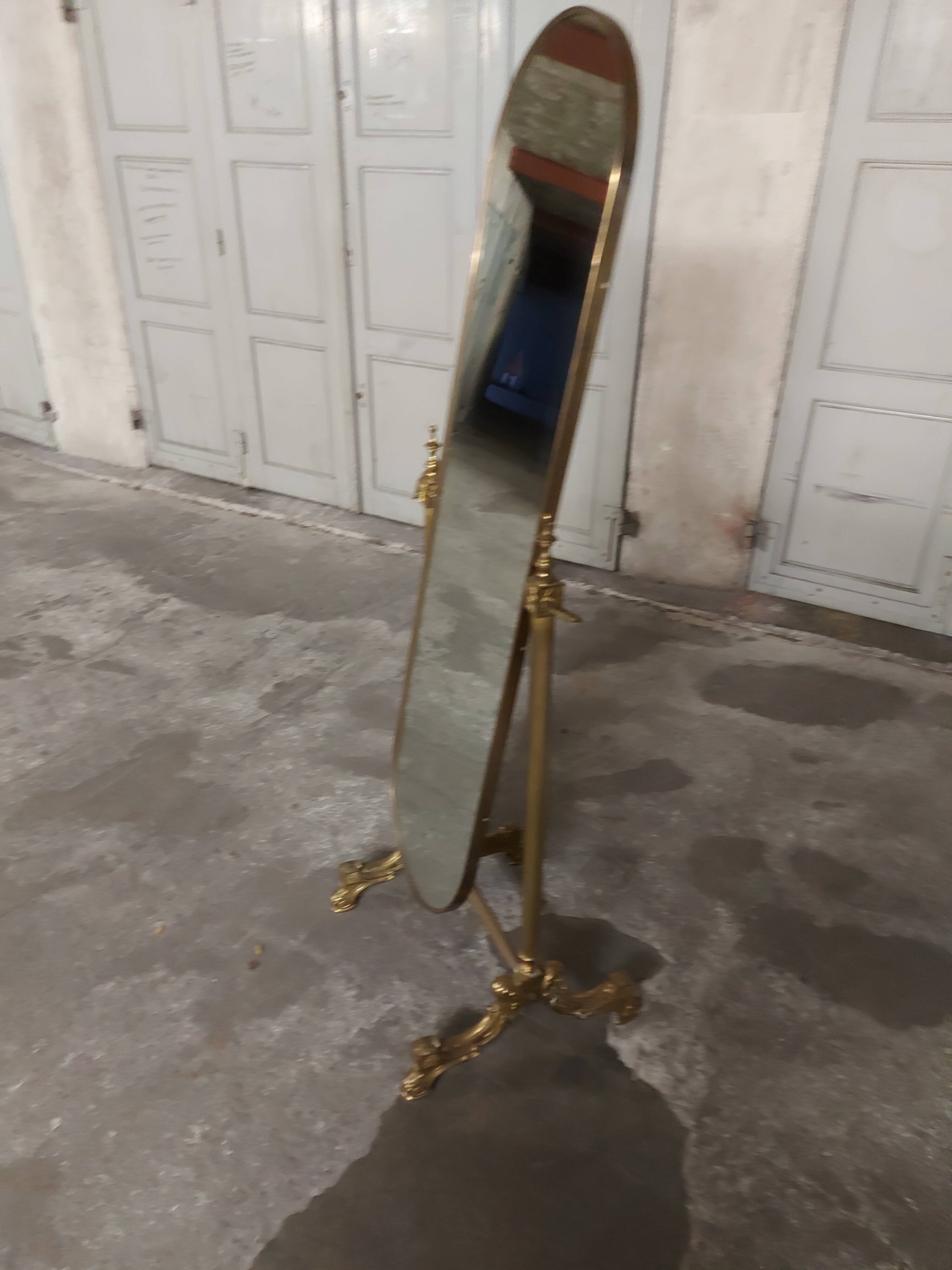 Psyche mirror in vintage gilded bronze