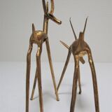 Four vintage brass antelope gazelles