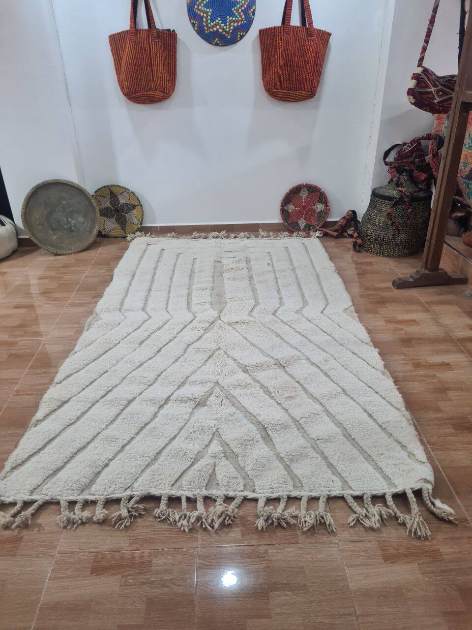 Handmade wool Berber rug 250x150 cm