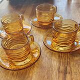 Set of 4 Vereco cups and saucers: vintage