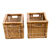2 boîtes de rangement en rotin et osier tressé style ikea branas