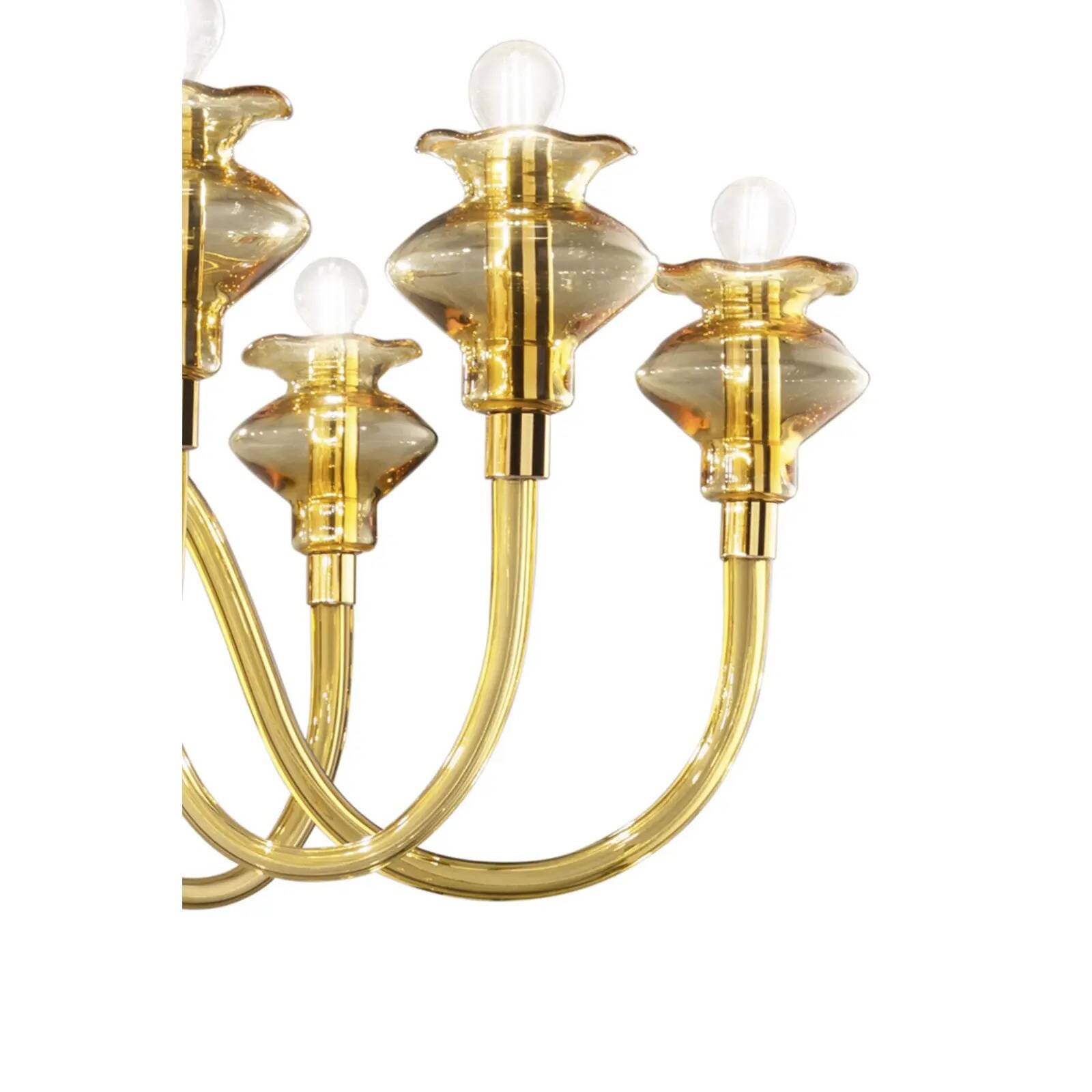 Luxury Modern Murano Glass Chandelier with Amber Finish