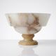 Vintage Italian alabaster footed bowl in white and beige, 1960s.