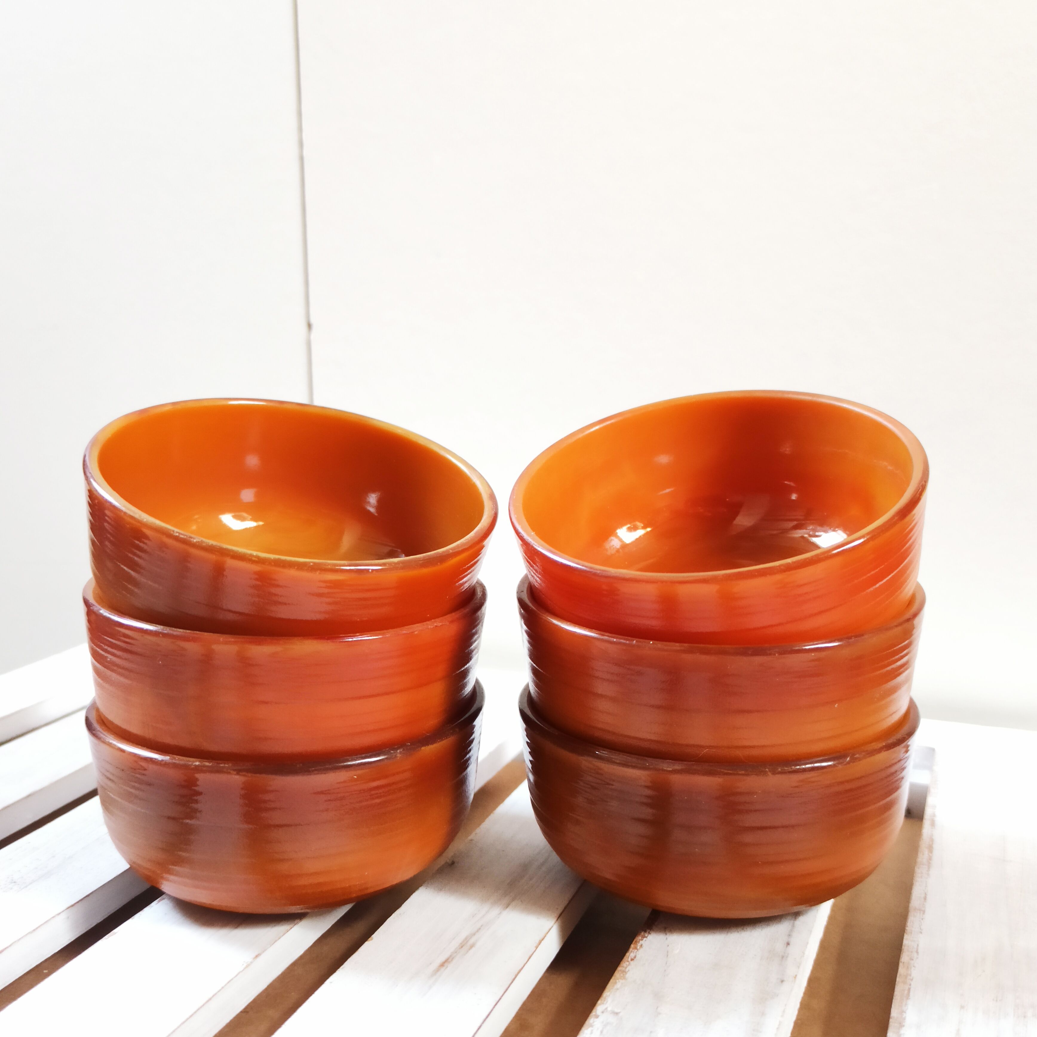 Vintage Arcopal Volcano Ramekins