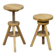 2 wooden screw stools