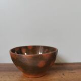 Vintage bowl, old enameled ceramic, wood fired