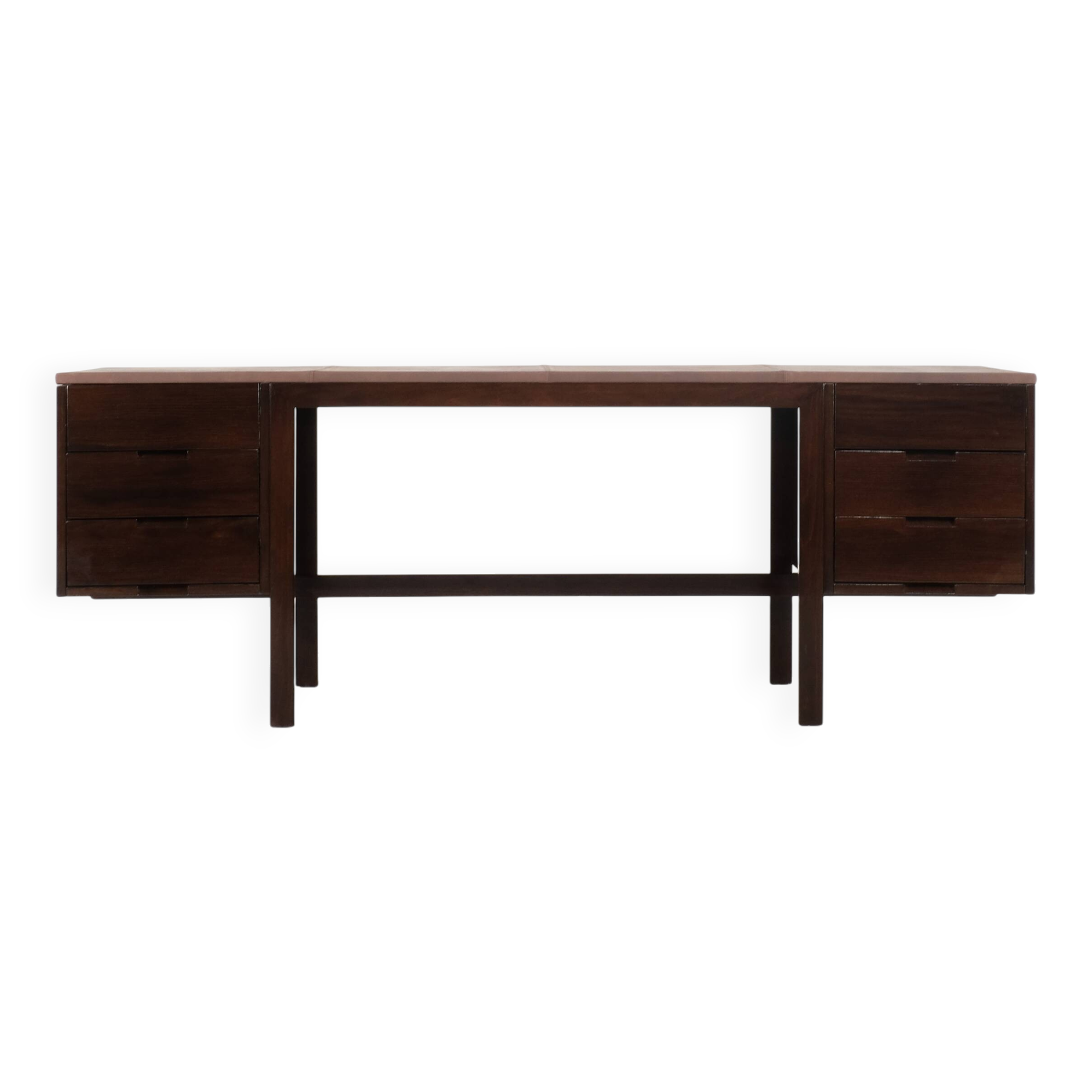 Canaan desk in wood and leather by Marcel Breuer for Gavina, Italy 1950s.