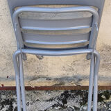 Table Tolix, industrial design, and its 3 folding chairs, designed by Xavier Pauchard