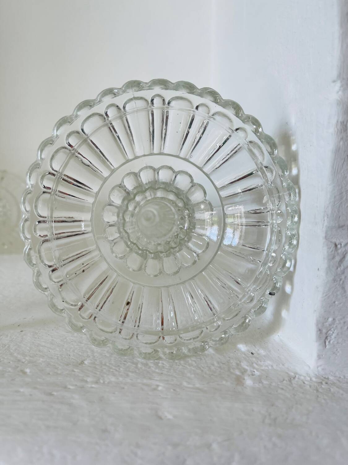 Pair of molded glass candle holders